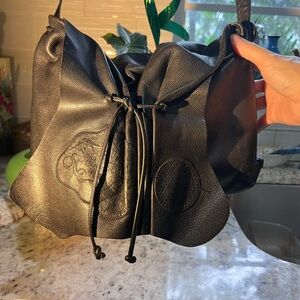 Carlos Falchi Designer Genuine Embossed Leather Shoulder Bag